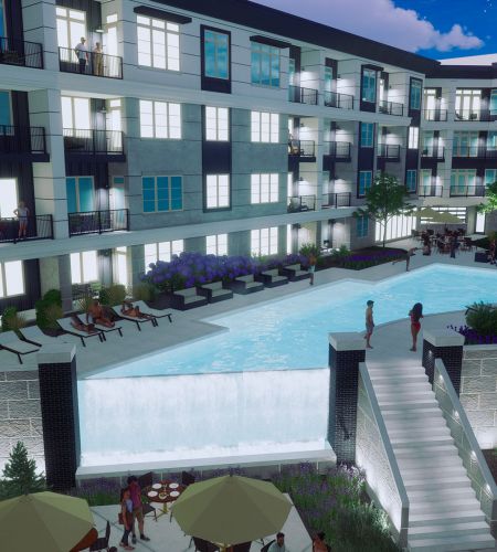 Leawood Village apartment swimming pool rendering